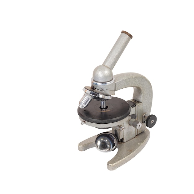 Science and education Retro microscope isolated