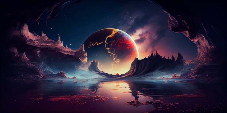 Photo science fiction planet wallpaper generative ai