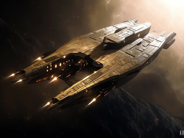 Photo science fiction spaceship illustration phantom vessel