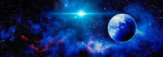 Foto carta da parati di fantascienza con un pianeta e stelle nello spazio profondo