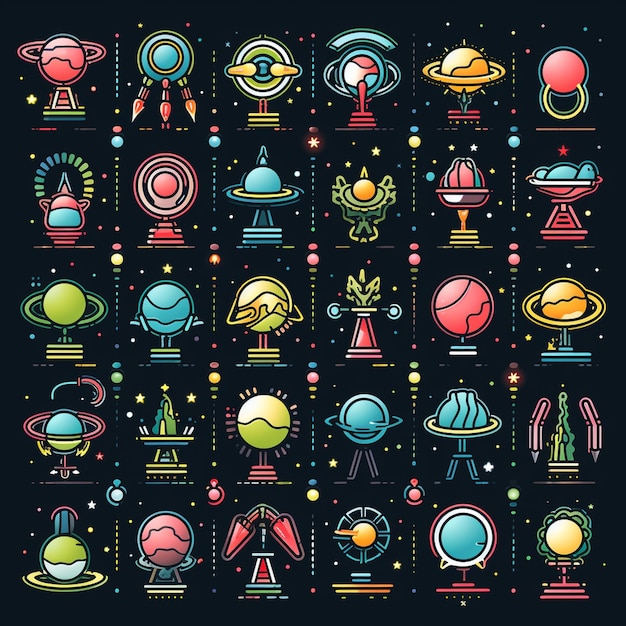 Photo science icon set