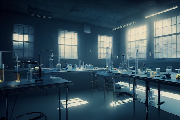 Science lab room 3d render