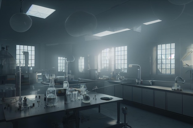 Science lab room 3d render