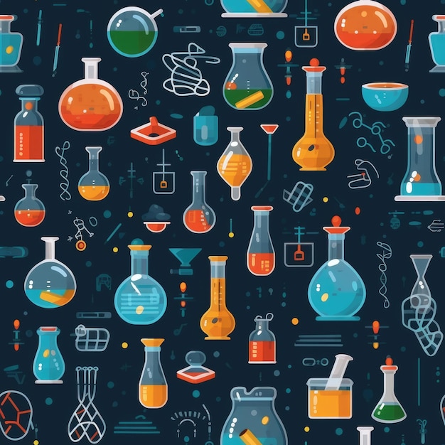 Science laboratory experiments scientific discovery seamless pattern