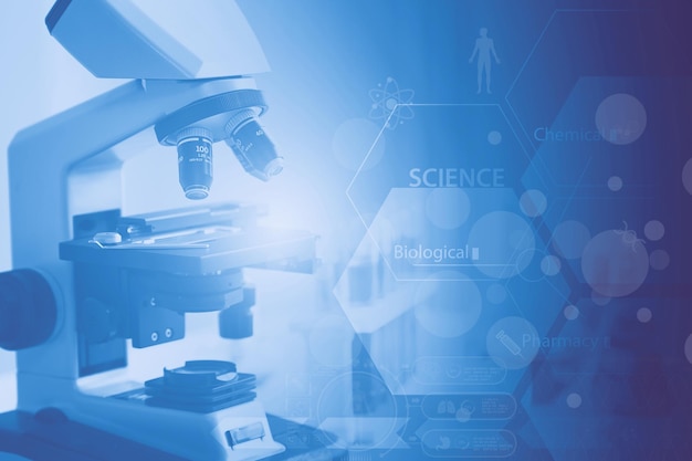 science laboratory generic biology chemistry research concept graphic design for banner background