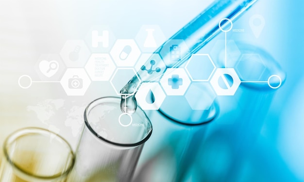 Science laboratory test tubes, laboratory equipment