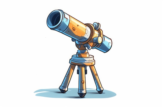 Science Telescope Single Cartoon Style op witte achtergrond AI gegenereerd