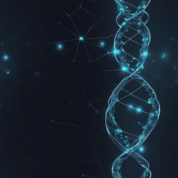 Научные шаблоны обоев или баннер с молекулами ДНК на темном светлом фоне