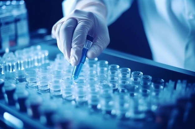 Научная трубка медицина ручной эксперимент испытание исследования медицинская биотехнология лаборатория генеративный ИИ