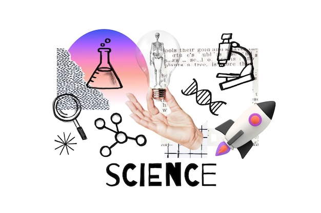 Science word png creative innovation remix transparent background