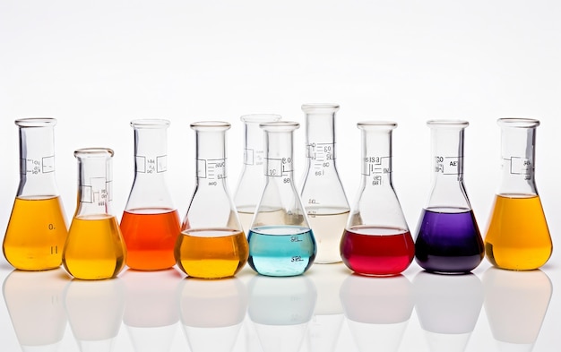 Scientific Bottle Array on White Background