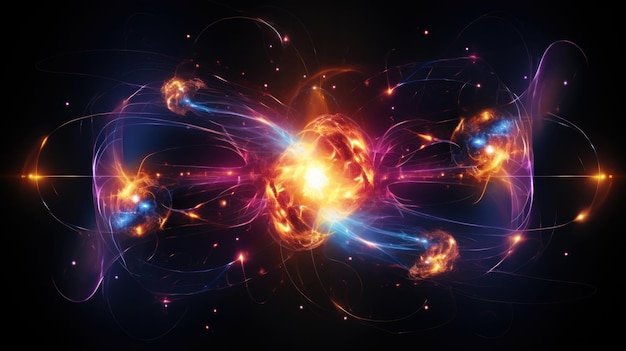 Photo scientific concept of depicting the fusion of two atoms scifi background quantum physics generative