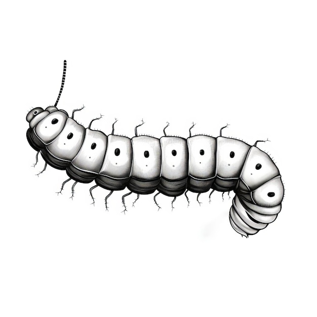 Photo scientific illustration of a winged caterpillar in ambient occlusion style