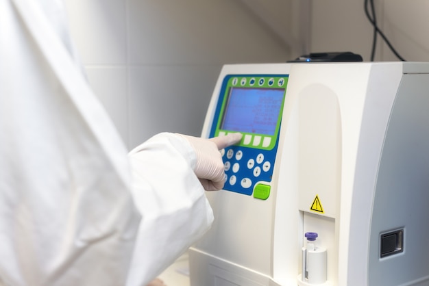 Scientific medical test with automated hematology analysis.