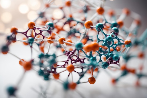 scientific research in molecular chemistry abstract close up photo of a molecule structure