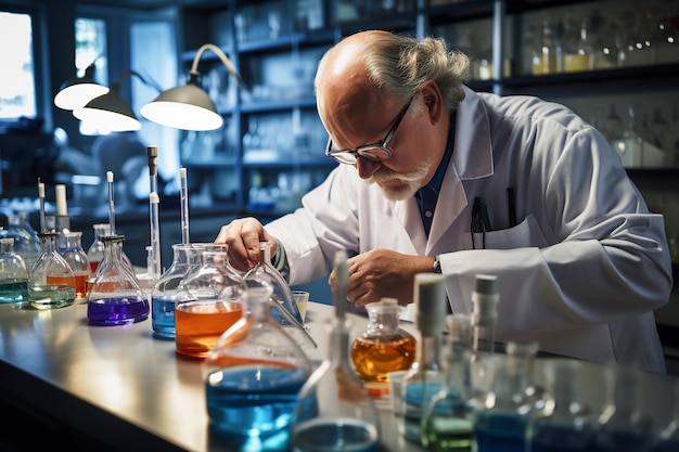 Photo a scientist analyzing water samples in a laboratory addressing water pollution challenges