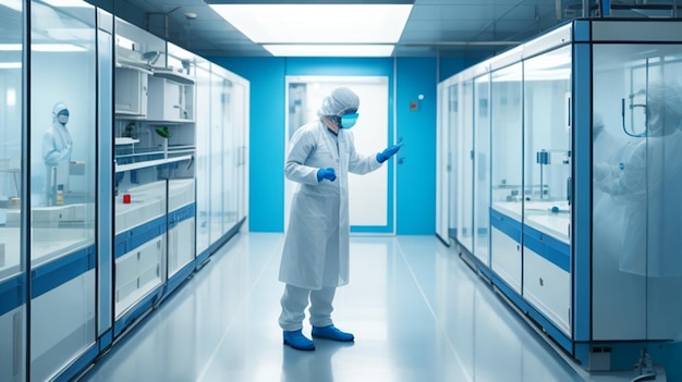 Scientist Conducting Precise Experiments in a Cleanroom Environment