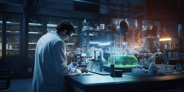 Scientist Conducting Substance Testing in a Laboratory Room