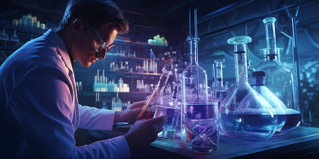 Scientist Conducting Substance Testing in a Laboratory Room