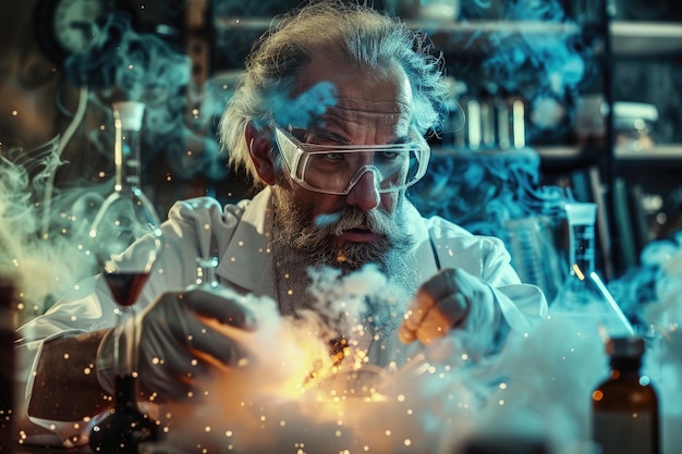Photo scientist doing a chemical experiment