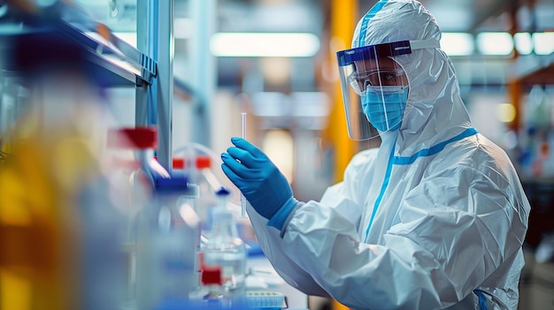 Scientist examining bottles in chemical laboratory Science and pharmaceutical industry