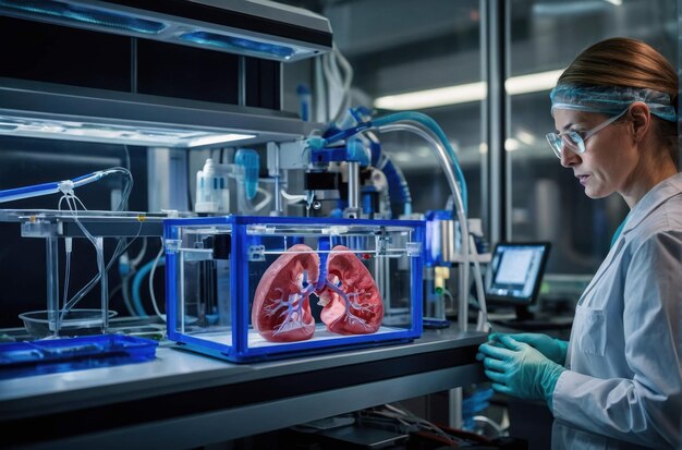 Scientist examining a human organ