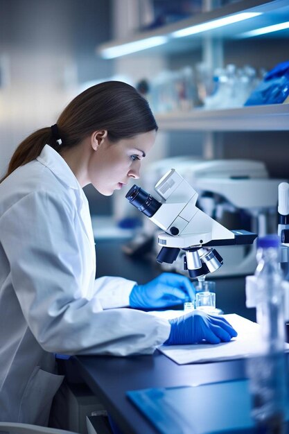 a scientist holding a petri dish in the lab with a monitor and microscope in background