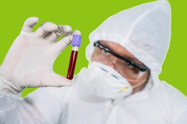 Scientist holds coronavirus blood sample