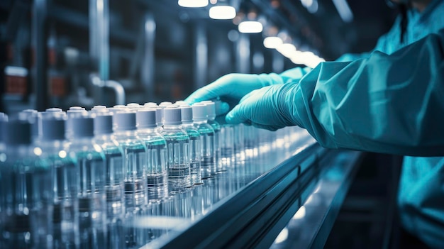 a scientist is holding a bottle of pills in a laboratory.