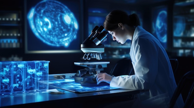 scientist in a laboratory carefully analyzing data and conducting experiments to evaluate the efficacy of a potential drug