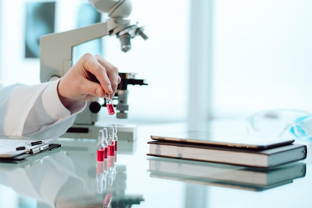 Scientist looking at samples with a new vaccine