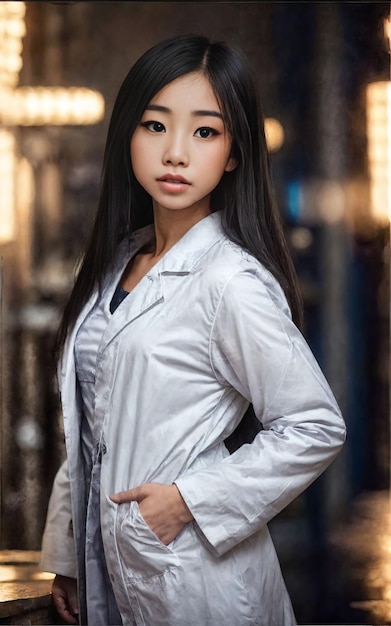 Scientist researcher asian woman wearing lab coat at laboratory Generative AI