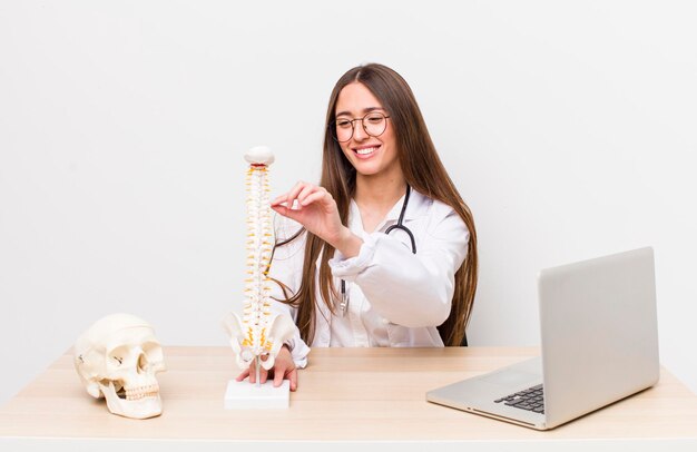 scientist student woman practicing