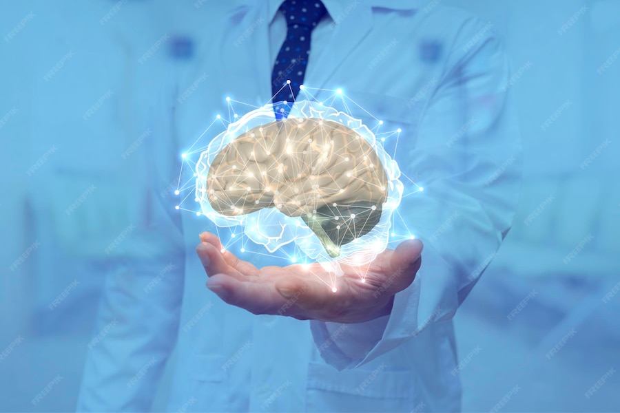 Brain interface and artificial intelligence concept