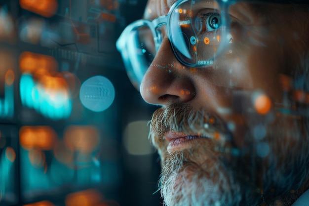 Scientist with Augmented Reality Glasses in Lab