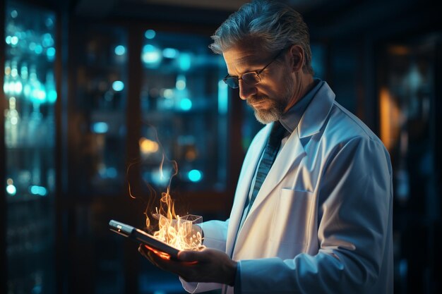 scientist with a tablet