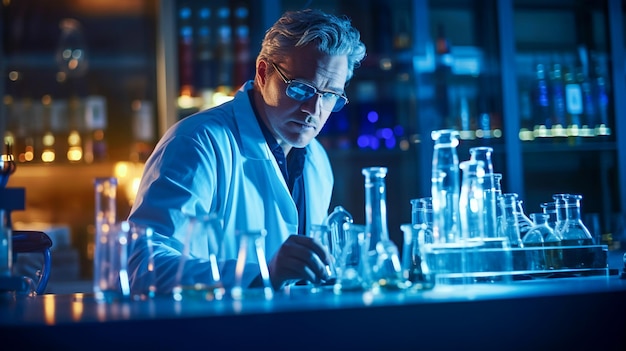 Scientist at work laboratory scene