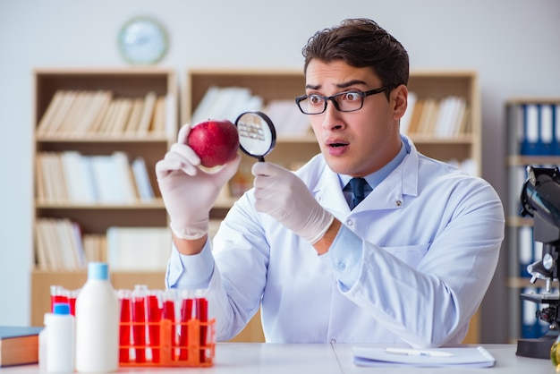 Scientist working on organic fruits and vegetables