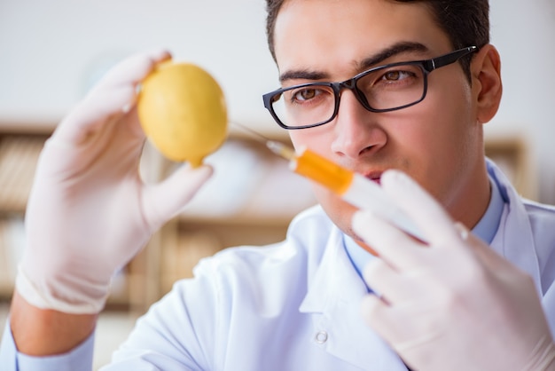 Scientist working on organic fruits and vegetables