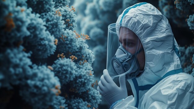 Ученый работает с новыми опасными вирусными заболеваниями в лаборатории