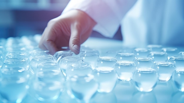 A scientist works with test tubes in a laboratory Chemical and biological investigations in the laboratory