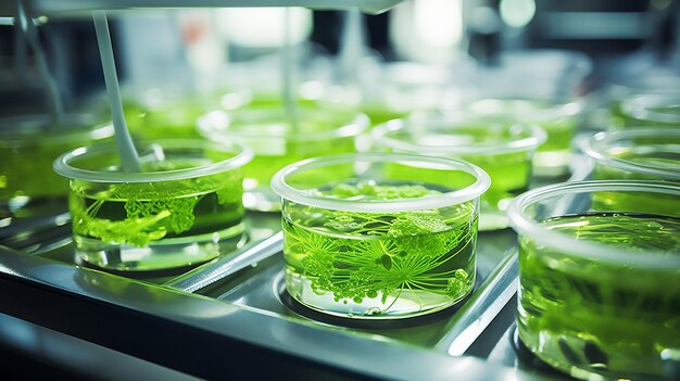 Photo scientists are developing research on algae bioenergy biofuel energy research