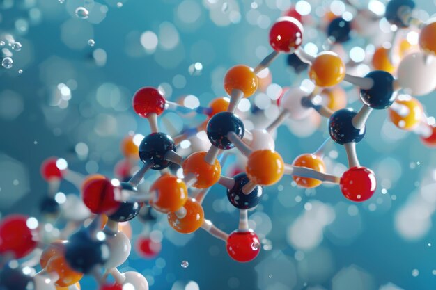 과학자 들 은 분자 모델 인 DNA 원자 들 을 실험실 에서 실험 한다