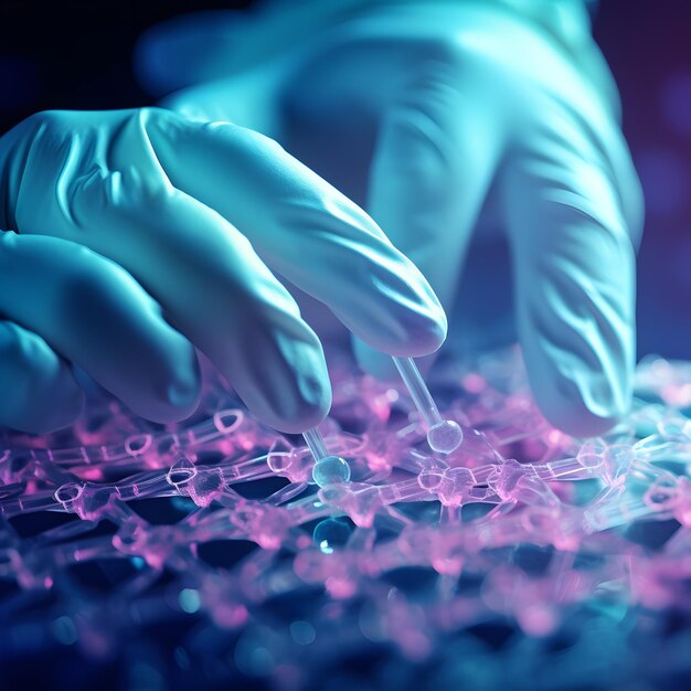 Photo scientists hands holding nanomaterial generative ai