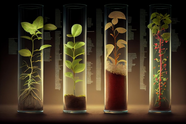 과학자들은 시험관을 사용하여 식물을 연구합니다.