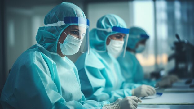 Scientists wearing PPE working in a lab