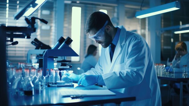 Scientists working in the laboratory