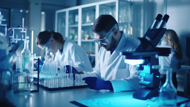 Scientists working in the laboratory