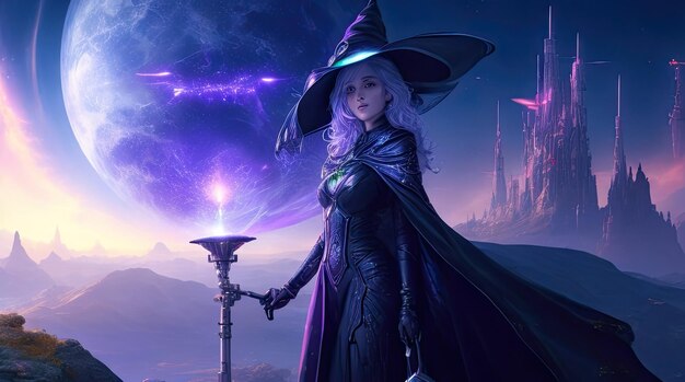 Photo scifi background witch