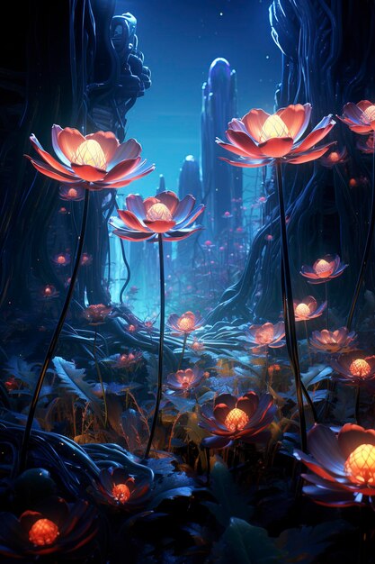 scifi bloemen neon intrinsieke onderwereld